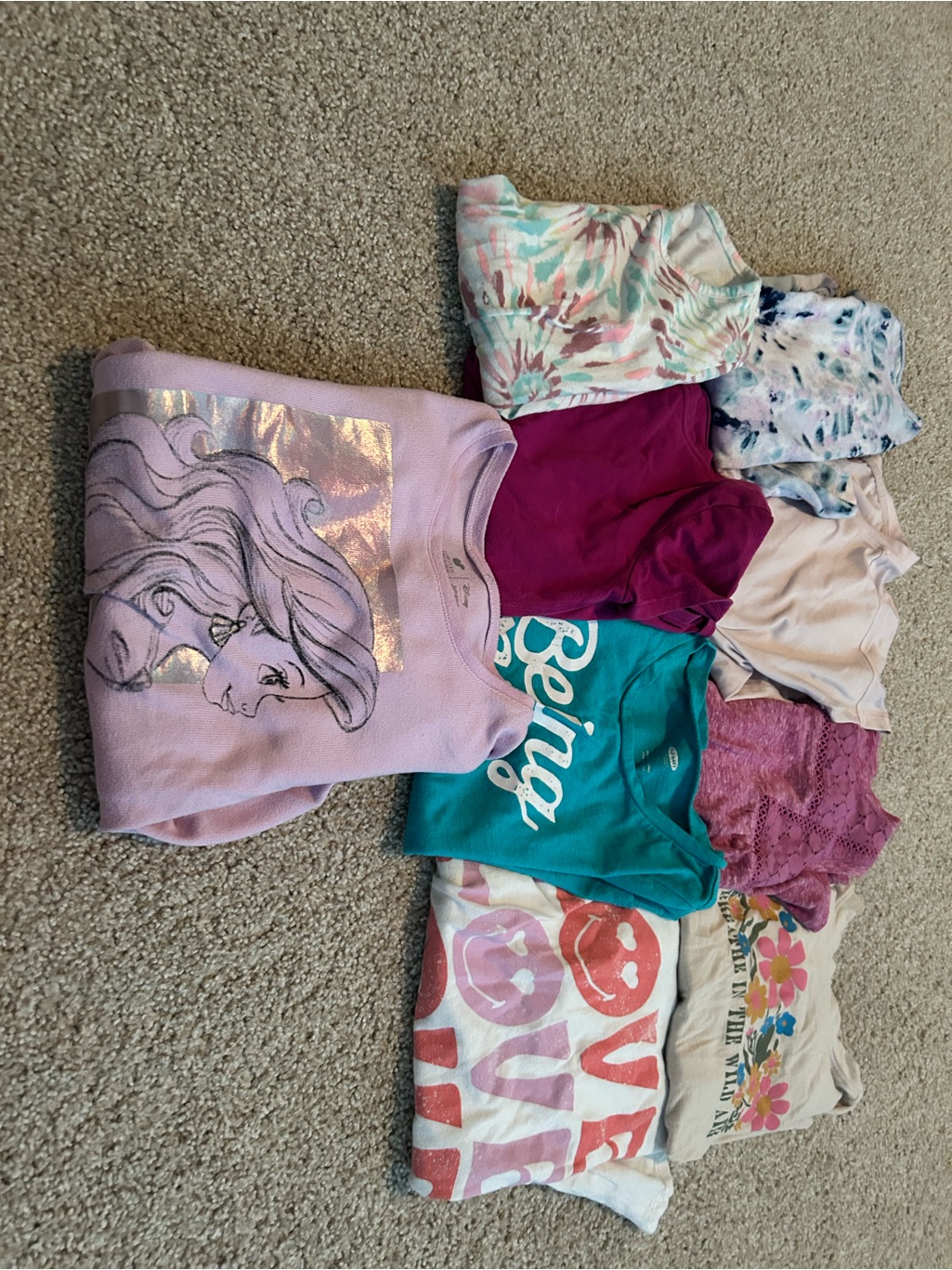 Disney Kids Tops Lot - Lavender, Teal, Pink, Purple, White